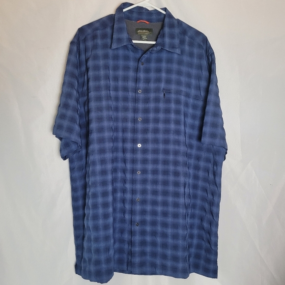 Eddie Bauer Men's Plaid Short Sleeve Button Up Shirt Lot Of 2 Size XL Tall - Picture 2 of 15